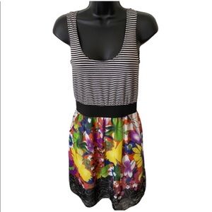 Jump Girl Sleeveless Striped Top Floral Bottom Zipper Back Dress Size 3/4